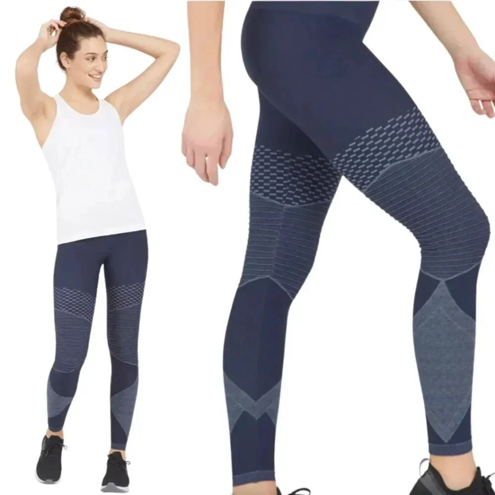 Nwt Spanx Women's Size Small Look At Me Now Seamless Moto Leggings Indigo Sky